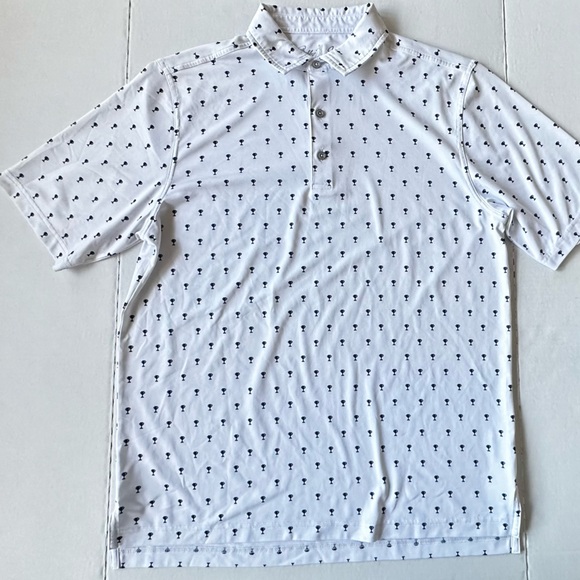 Bobby Jones Trophy Print Men's M White Performance golf Polo‎ Shirt - Picture 1 of 7